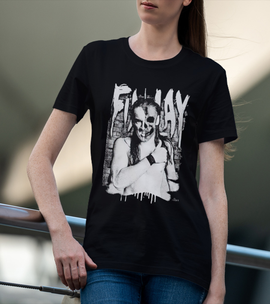 Skull Face Finlay Grunge Style Brick Wall Background T-Shirt
