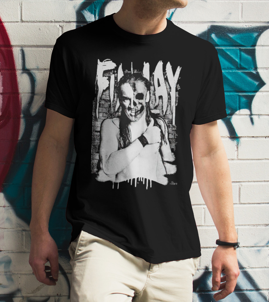 Skull Face Finlay Grunge Style Brick Wall Background T-Shirt