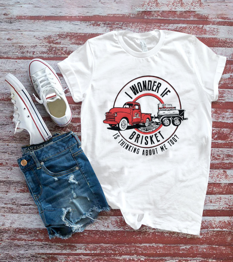 I Wonder If Brisket Is Thinking About Me Too Vintage Truck BBQ T-Shirt