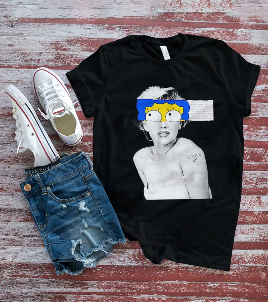 Marylin Monroe And Marge Simpson Crossover With Homer Tattoo T-Shirt