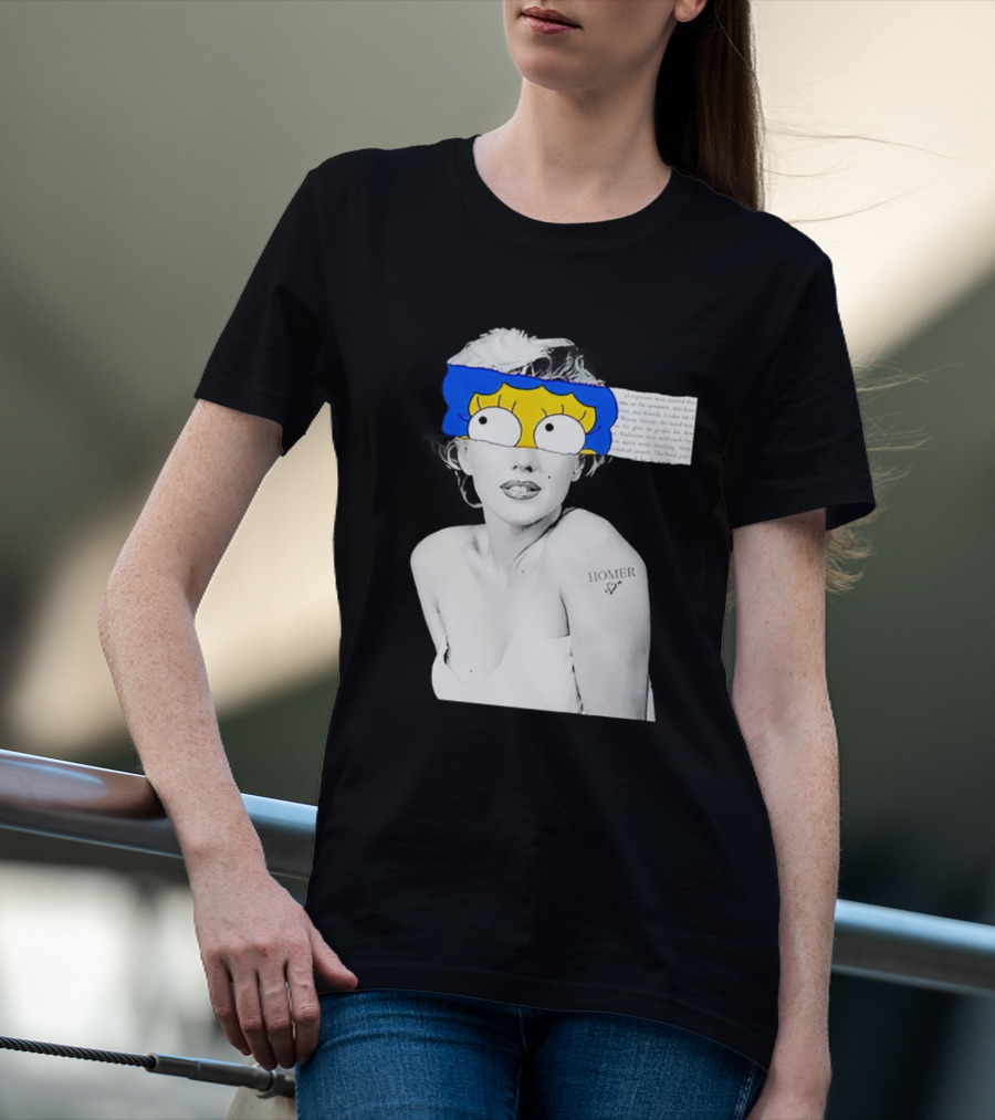 Marylin Monroe And Marge Simpson Crossover With Homer Tattoo T-Shirt
