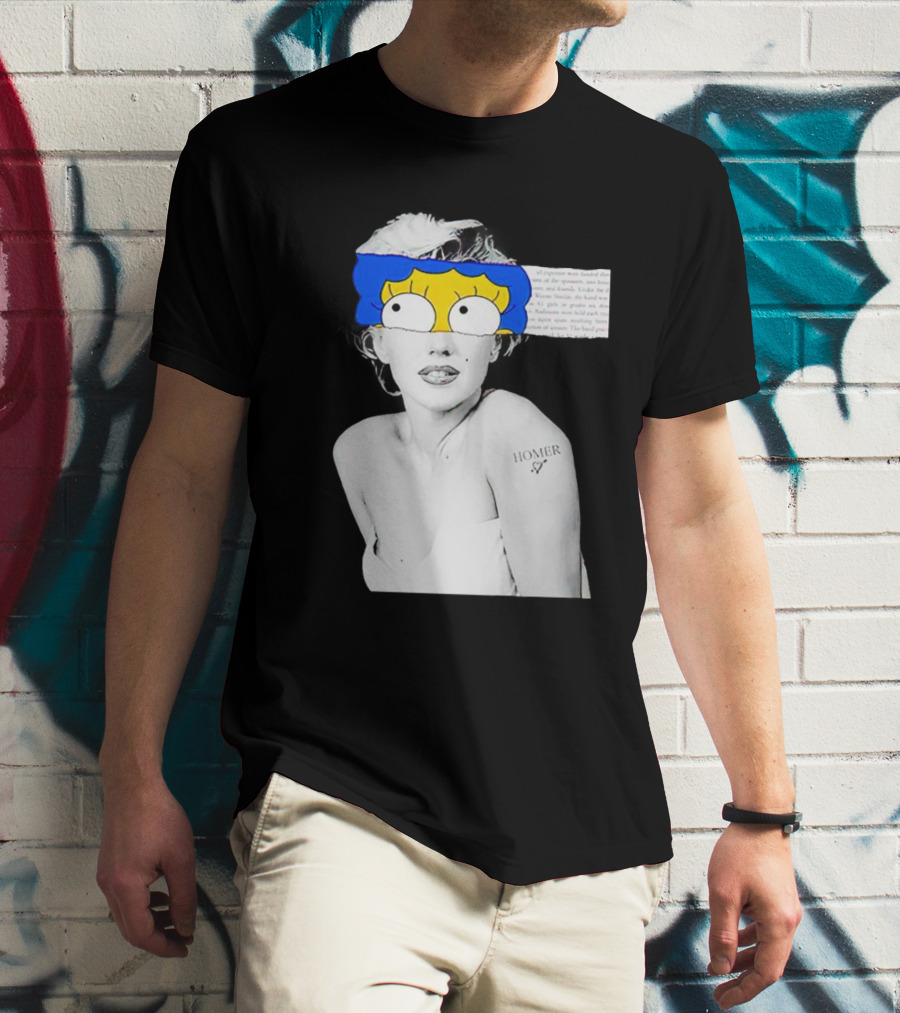 Marylin Monroe And Marge Simpson Crossover With Homer Tattoo T-Shirt