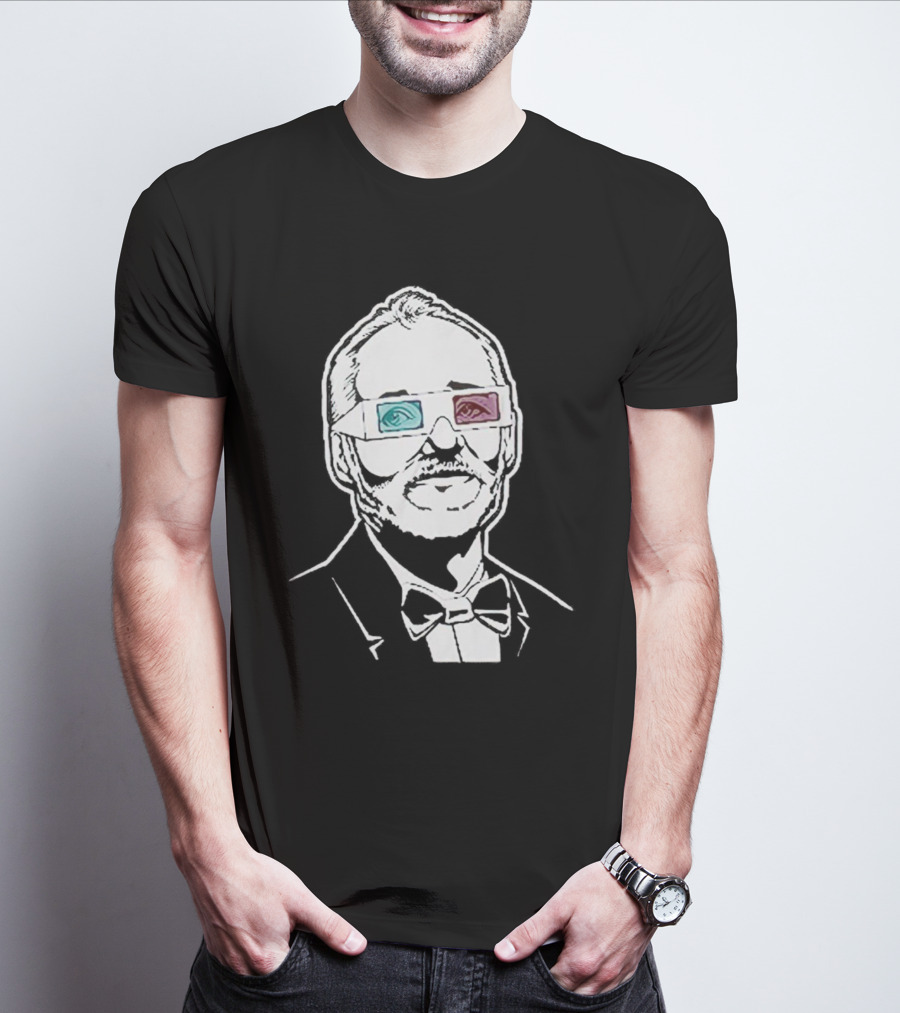 Black The Chivery Bill Murray BFM 3D Glasses T-Shirt