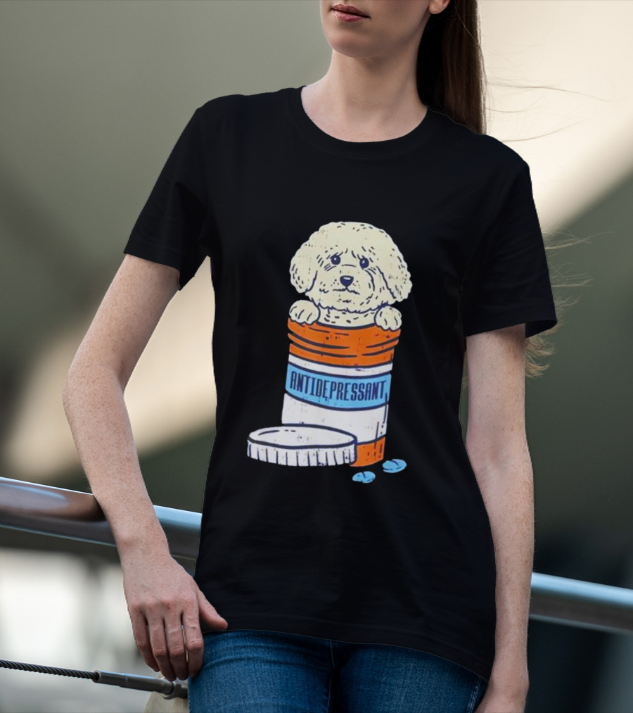 Bichons Frises Antidepressant Dog In Pill Bottle T-Shirt