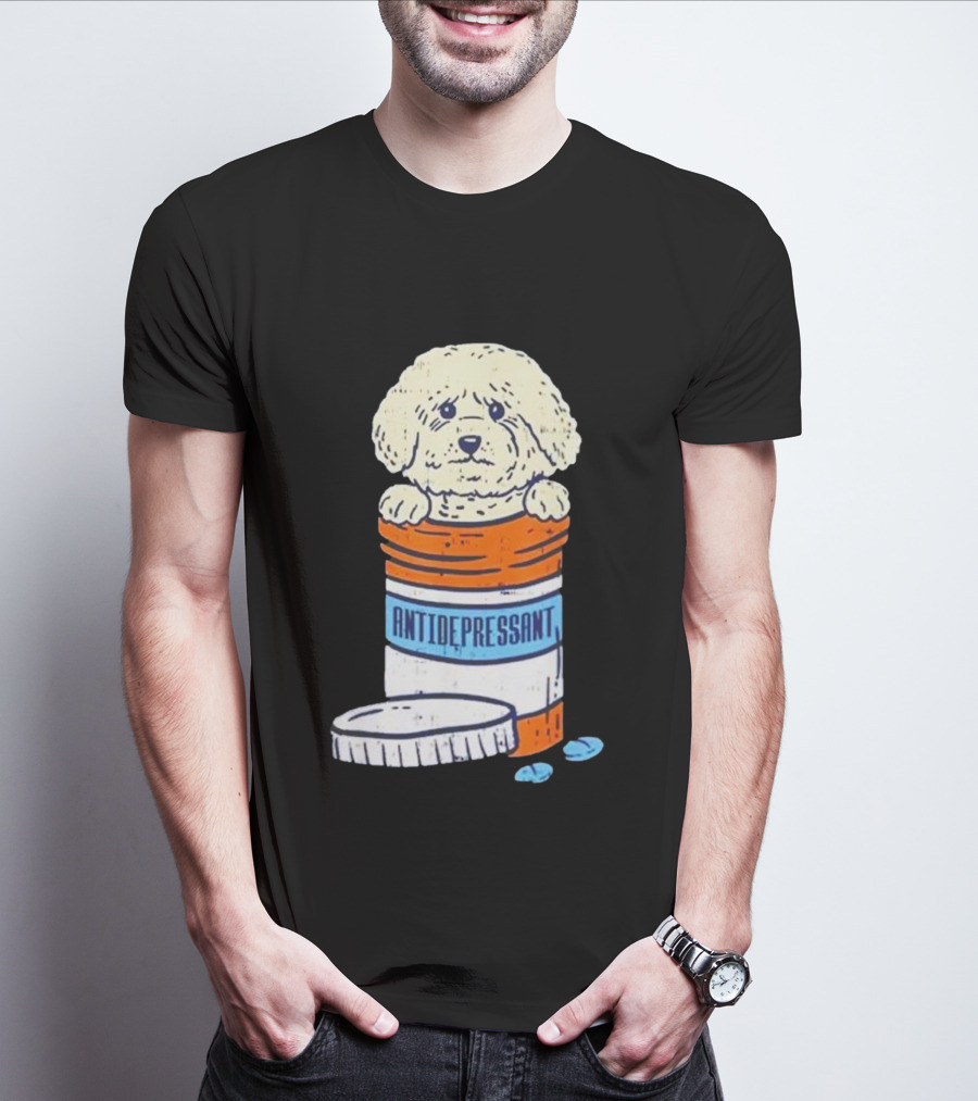 Bichons Frises Antidepressant Dog In Pill Bottle T-Shirt