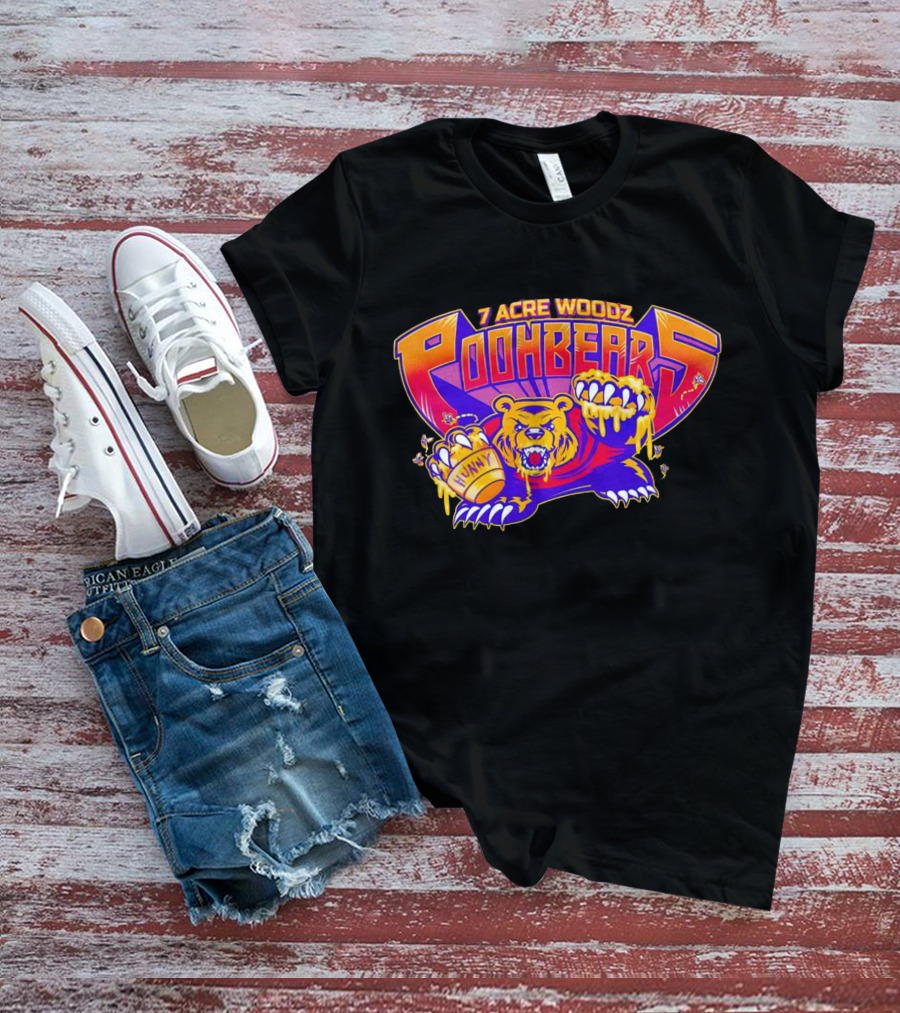 7 Acre Woodz Poohbearz Hunny Bear Roaring Claw T-Shirt