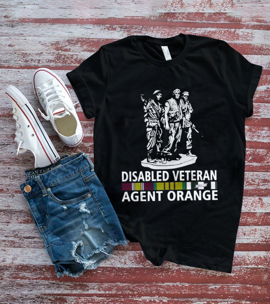 DISABLED VETERAN AGENT ORANGE MILITARY STATUE RIBBONS T-Shirt