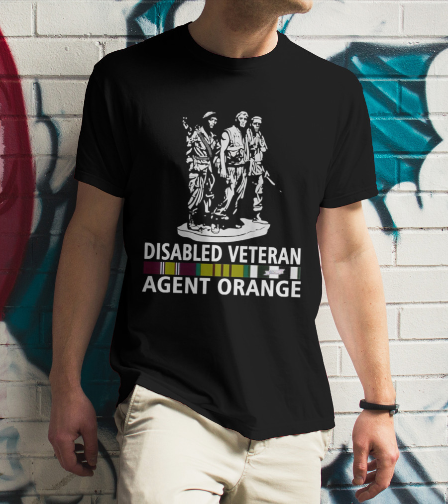 DISABLED VETERAN AGENT ORANGE MILITARY STATUE RIBBONS T-Shirt