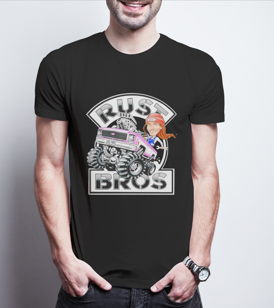 Rust Bros Girl Power Monster Truck Cartoon T-Shirt