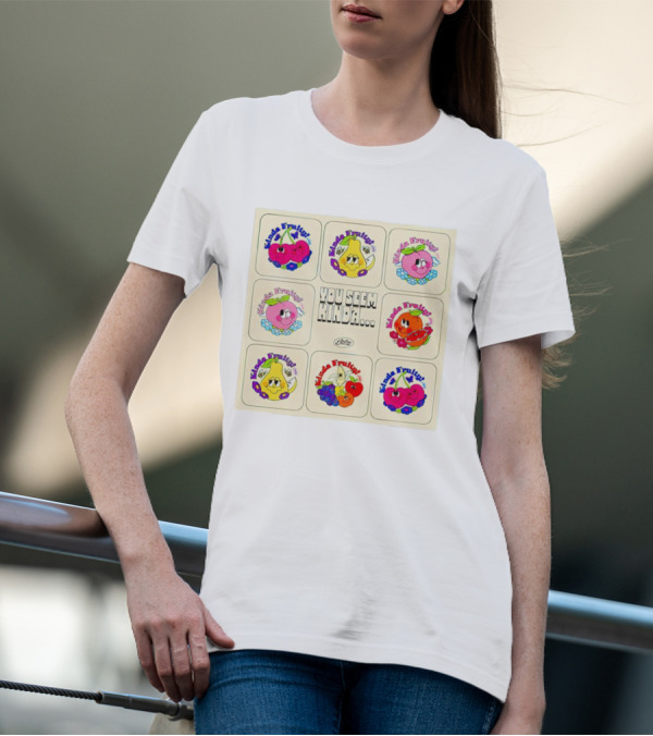 You Seem Kinda Fruity Cartoon Fruits Smiley Characters T-Shirt