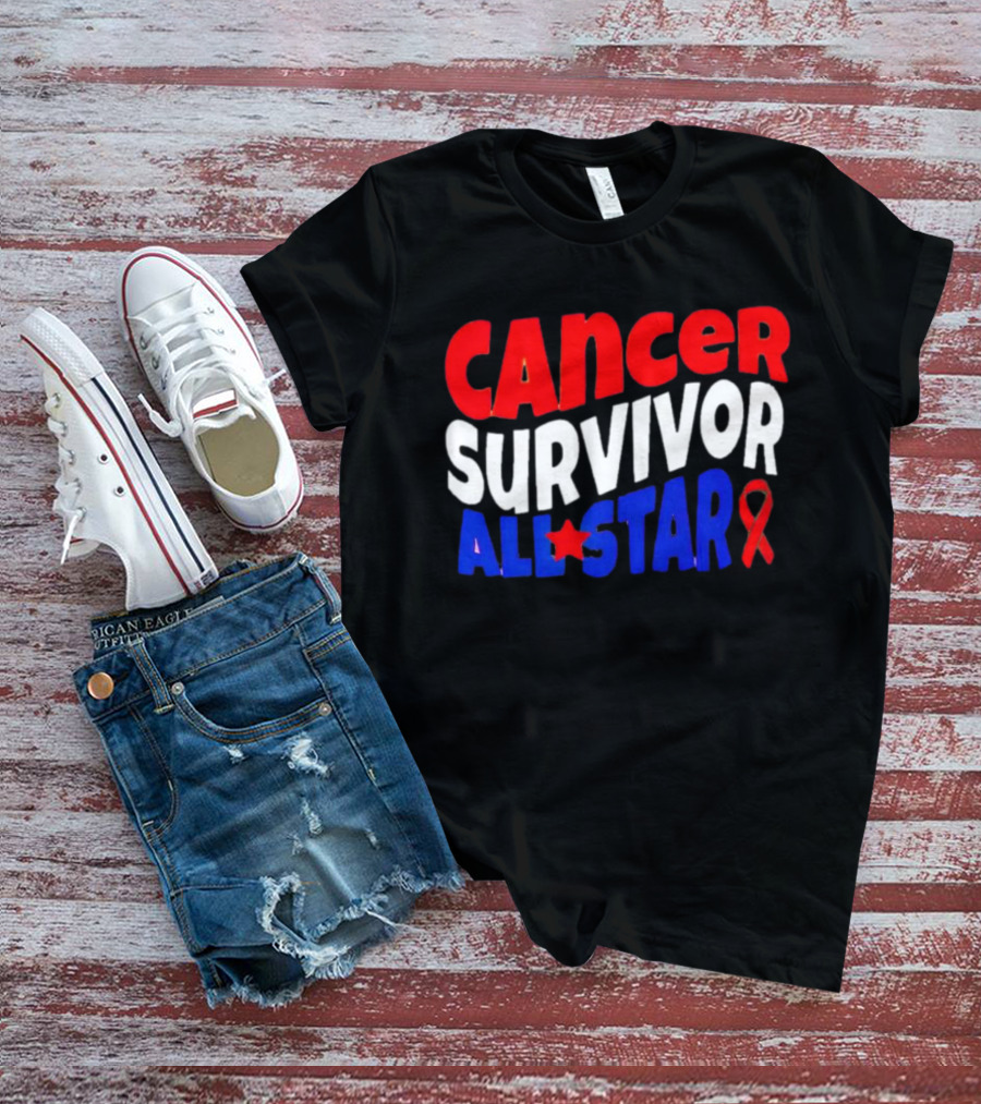CANCER SURVIVOR ALL STAR RED WHITE BLUE T-Shirt