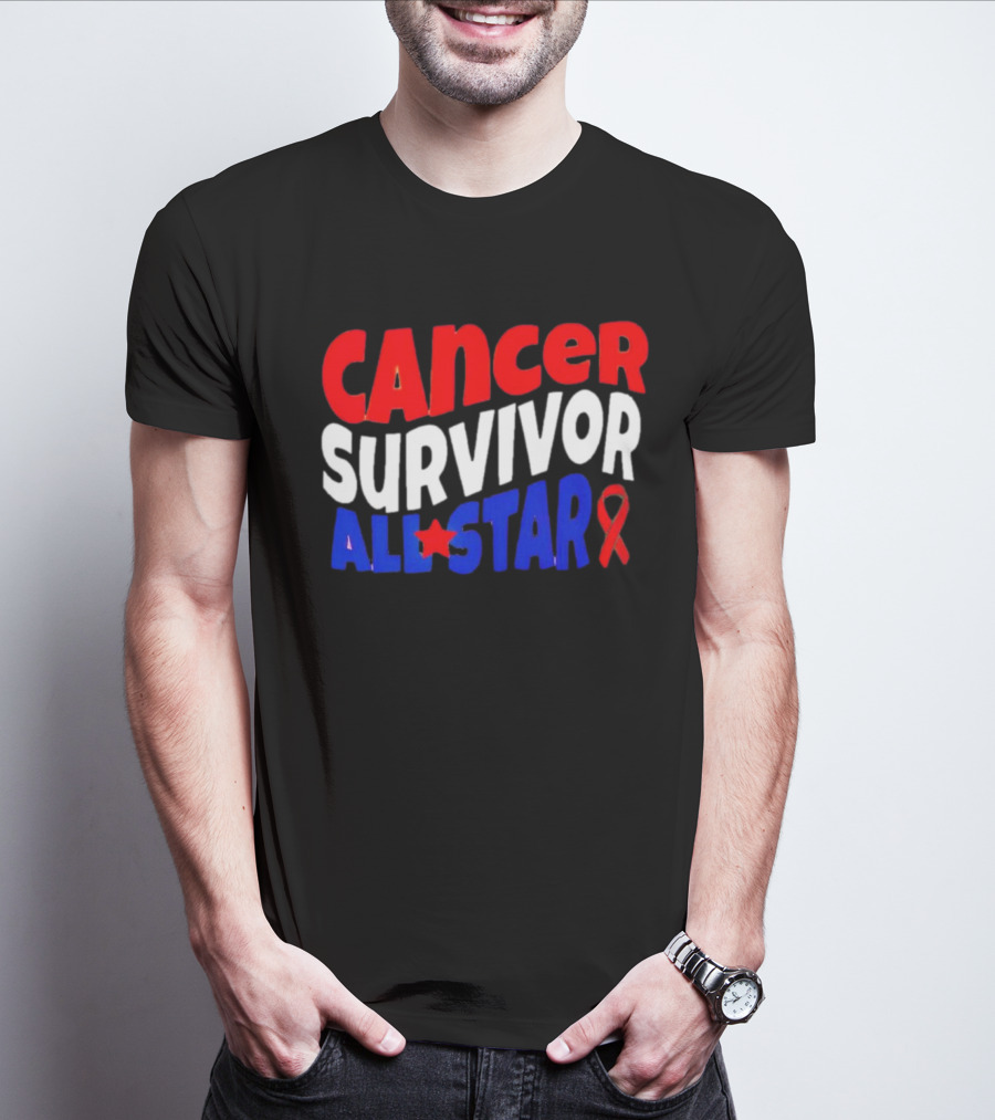 CANCER SURVIVOR ALL STAR RED WHITE BLUE T-Shirt