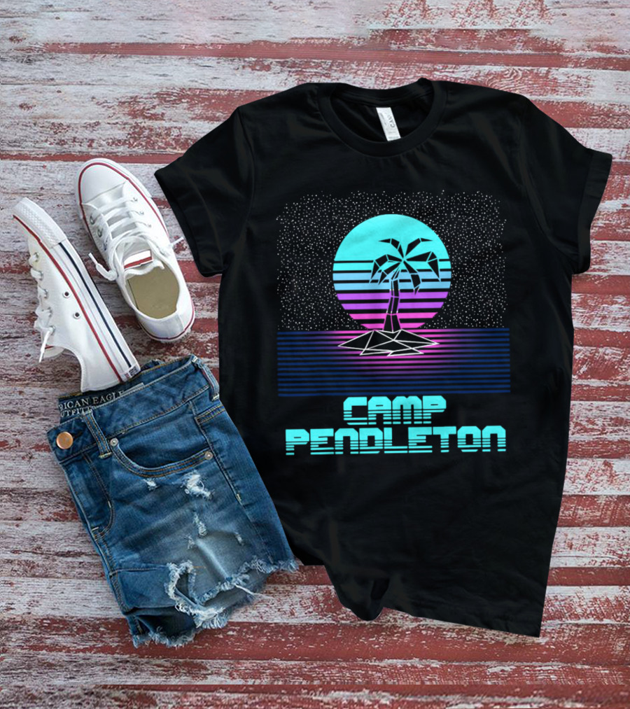 Camp Pendleton Vintage 80s Palm Tree Souvenir Retro Sunset T-Shirt