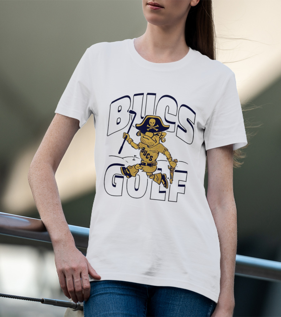 Bucs Golf Pirate With Skull Hat And Cane T-Shirt