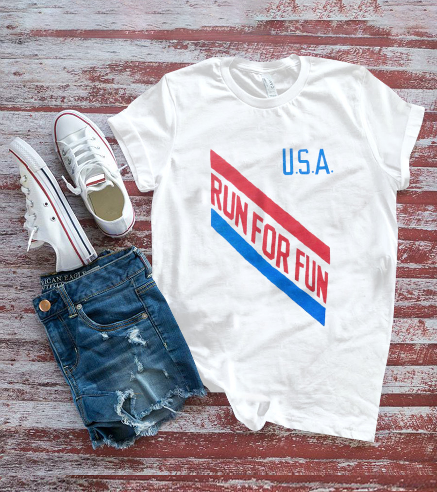 U.S.A. Red And Blue Run For Fun T-Shirt