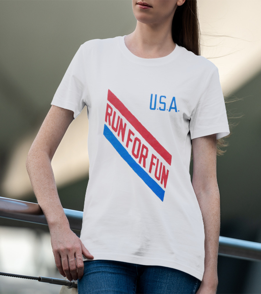 U.S.A. Red And Blue Run For Fun T-Shirt