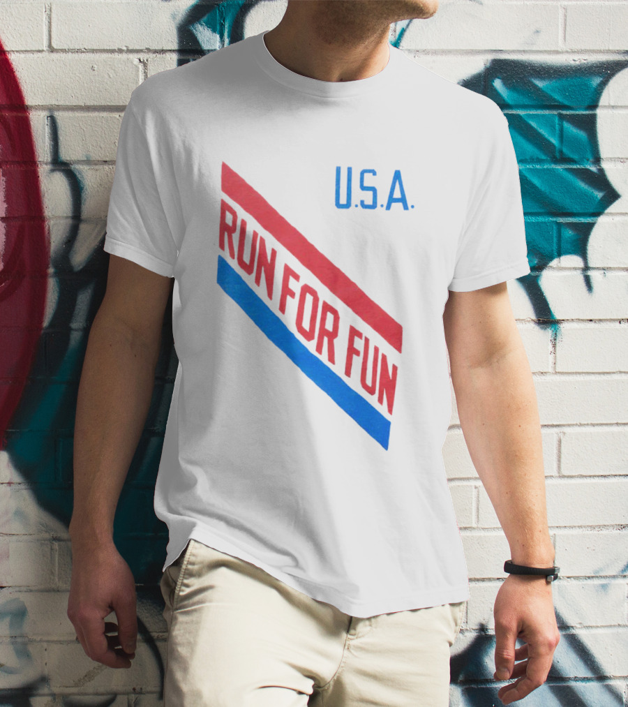 U.S.A. Red And Blue Run For Fun T-Shirt