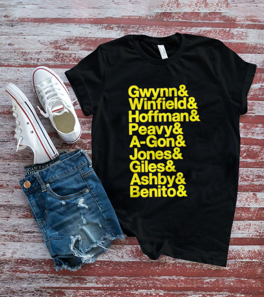 San Diego Baseball Gwynn Winfield Hoffman Peavy A-Gon Jones Giles Ashby Benito T-Shirt
