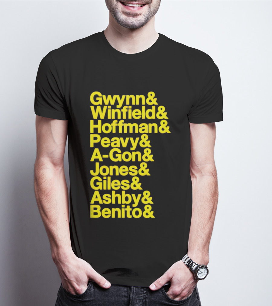 San Diego Baseball Gwynn Winfield Hoffman Peavy A-Gon Jones Giles Ashby Benito T-Shirt