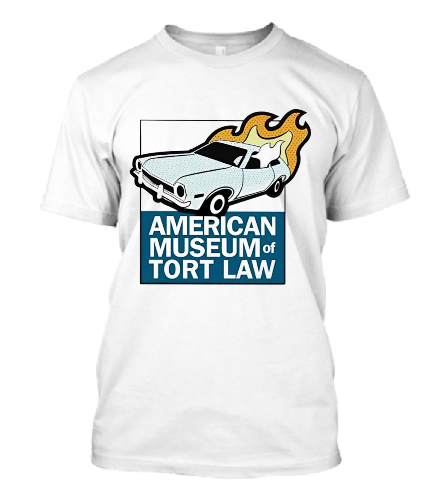 American Museum Of Tort Law Flaming Car T-Shirt