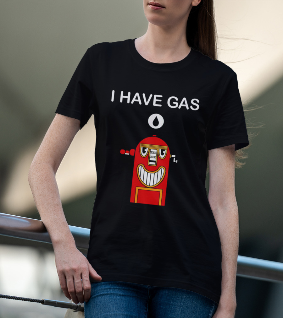 I Have Gas Nerd Geek Smiling Red Gas Pump T-Shirt