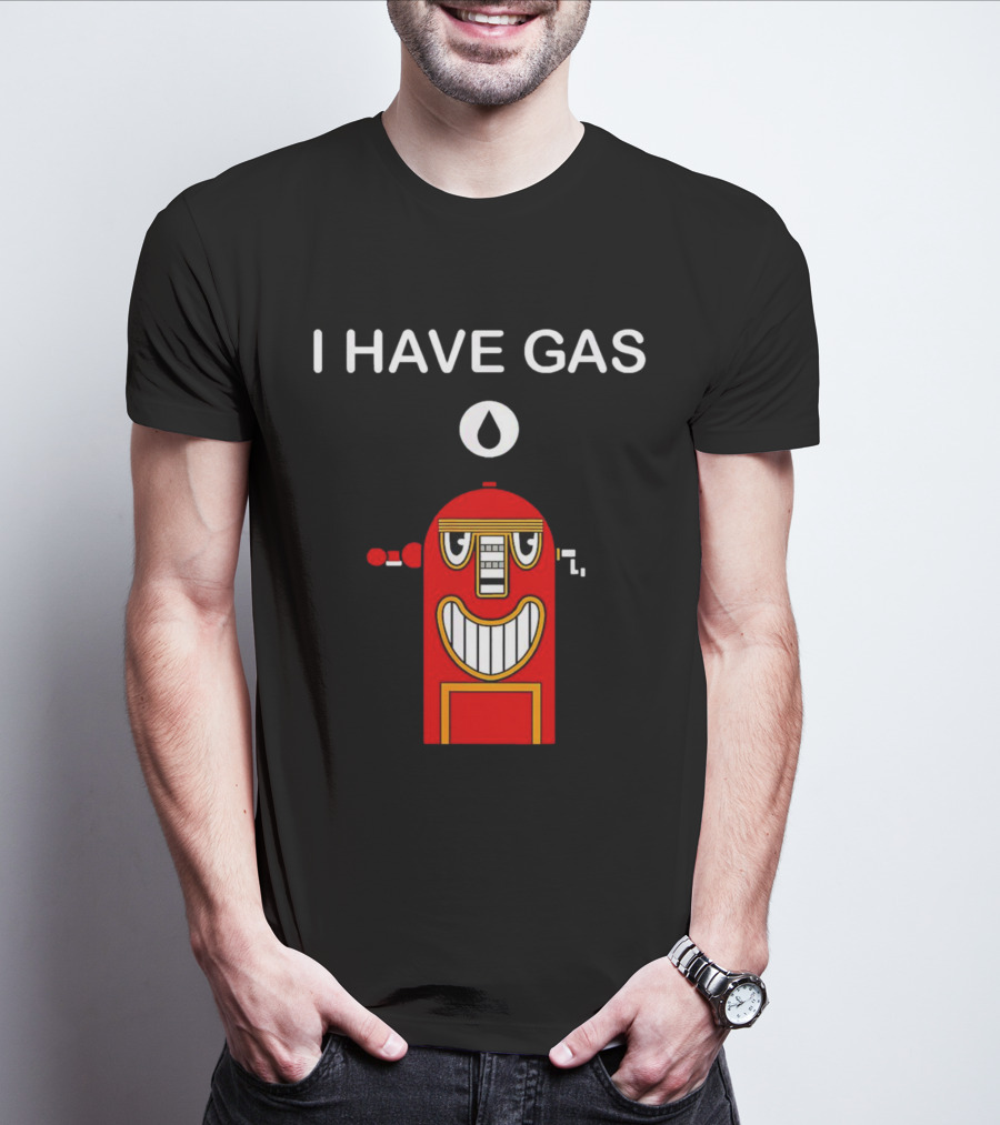 I Have Gas Nerd Geek Smiling Red Gas Pump T-Shirt