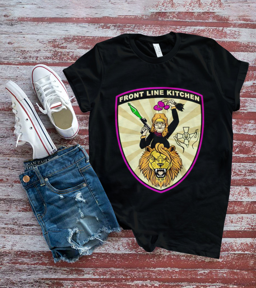 Front Line Kitchen Warrior With Viking Helmet And Lion Emblem T-Shirt