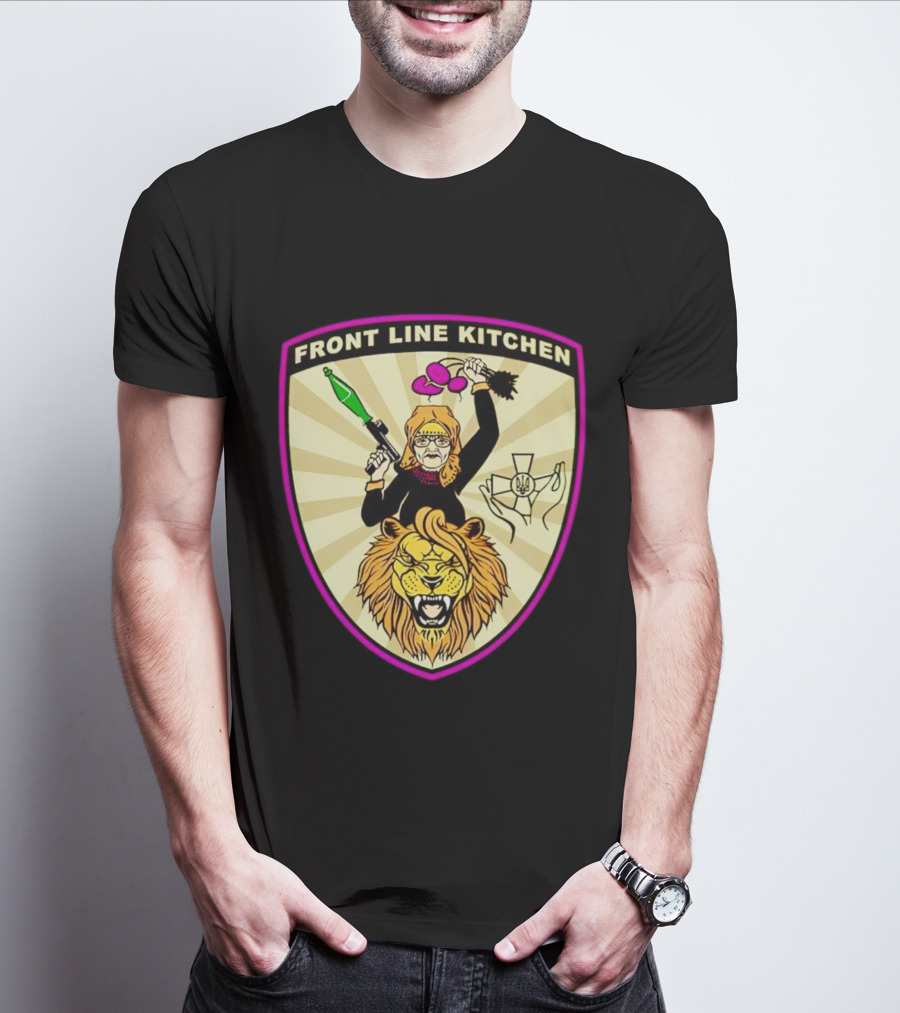 Front Line Kitchen Warrior With Viking Helmet And Lion Emblem T-Shirt
