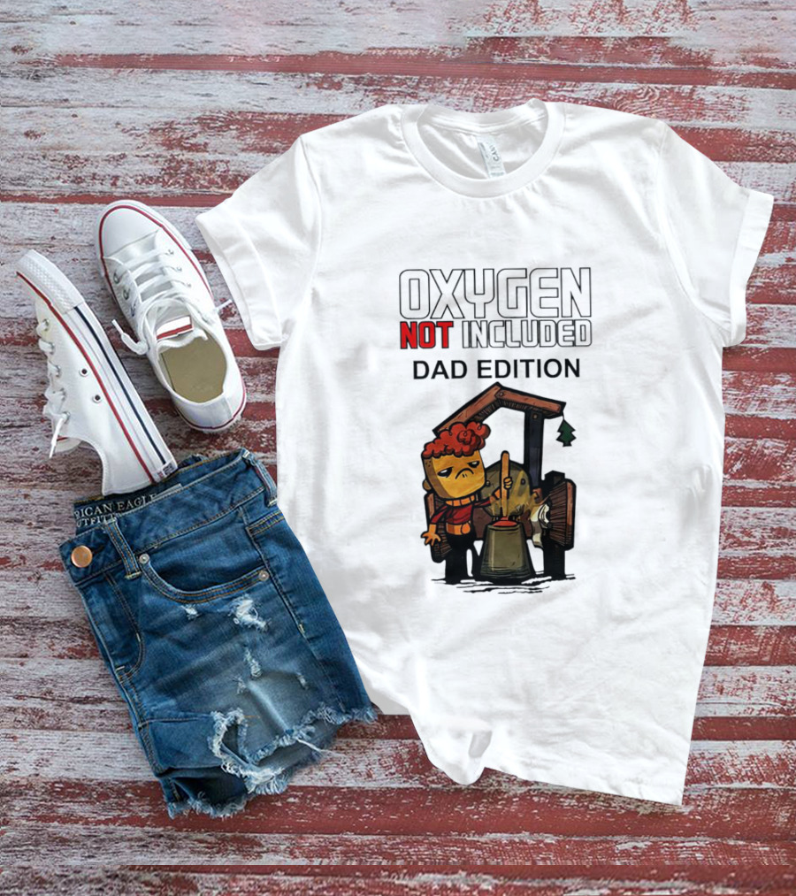 Oxygen Not Included Dad Edition Cartoon Character With Tool And Machine T-Shirt