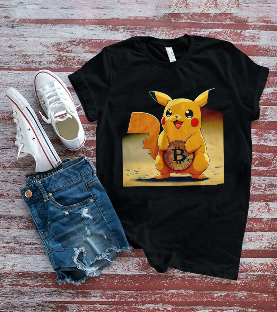 Pikacoin Bitcoin Pikachu Holding Cryptocurrency Coin T-Shirt