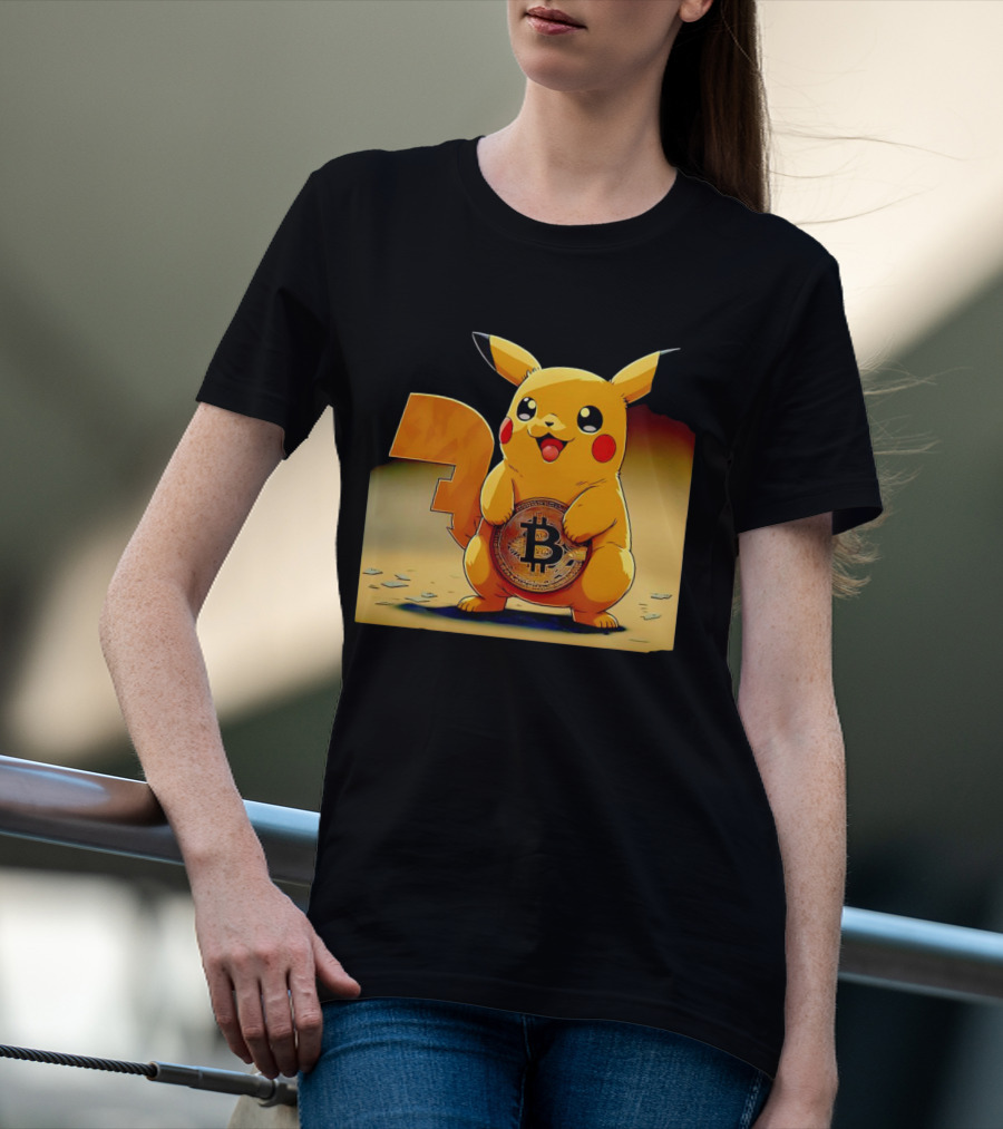 Pikacoin Bitcoin Pikachu Holding Cryptocurrency Coin T-Shirt