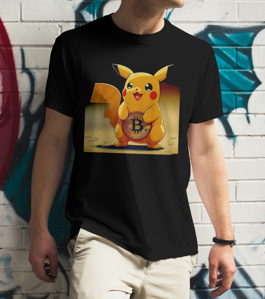Pikacoin Bitcoin Pikachu Holding Cryptocurrency Coin T-Shirt