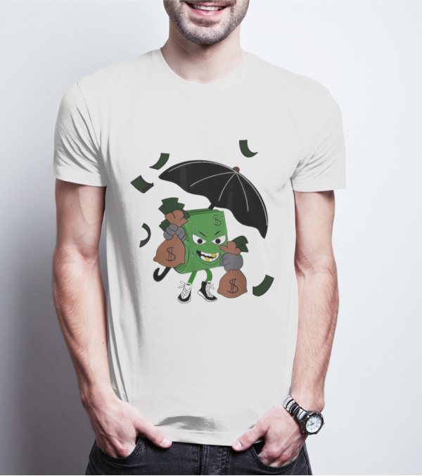 Money Man Holding Money Bags And Umbrella T-Shirt