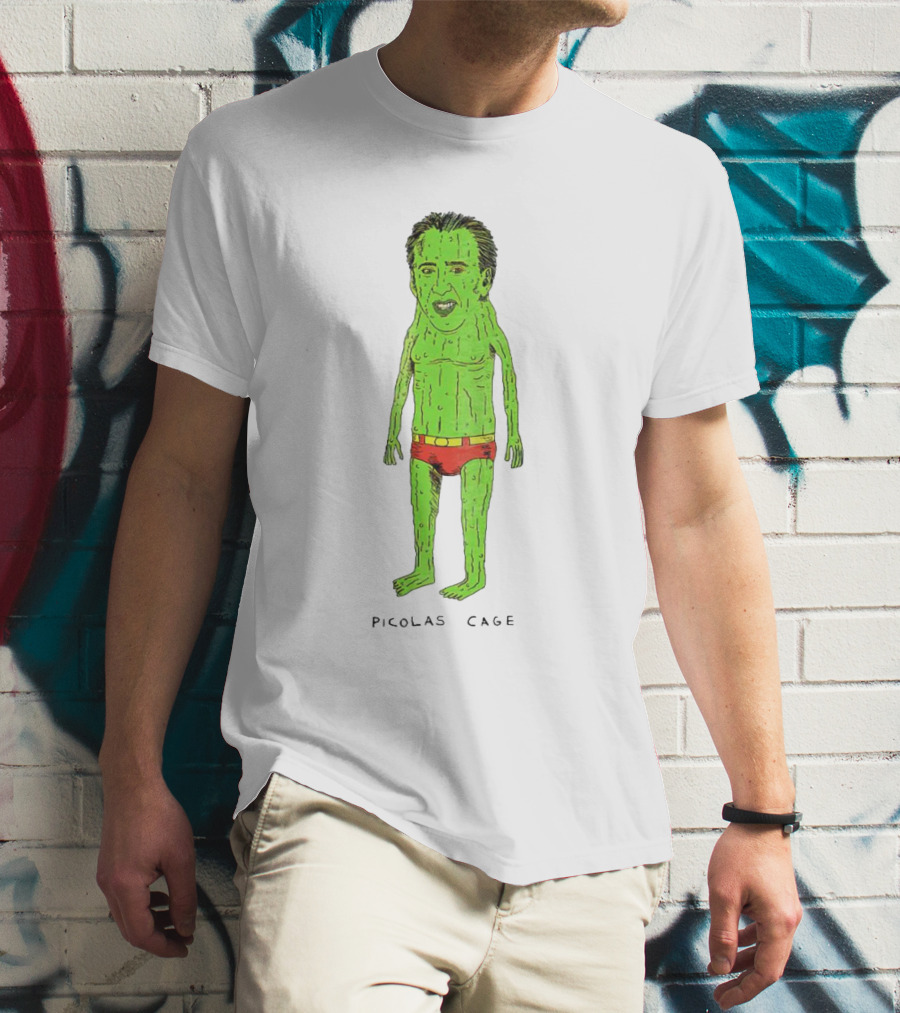 Picolas Cage Cucumber Cartoon Mashup T-Shirt