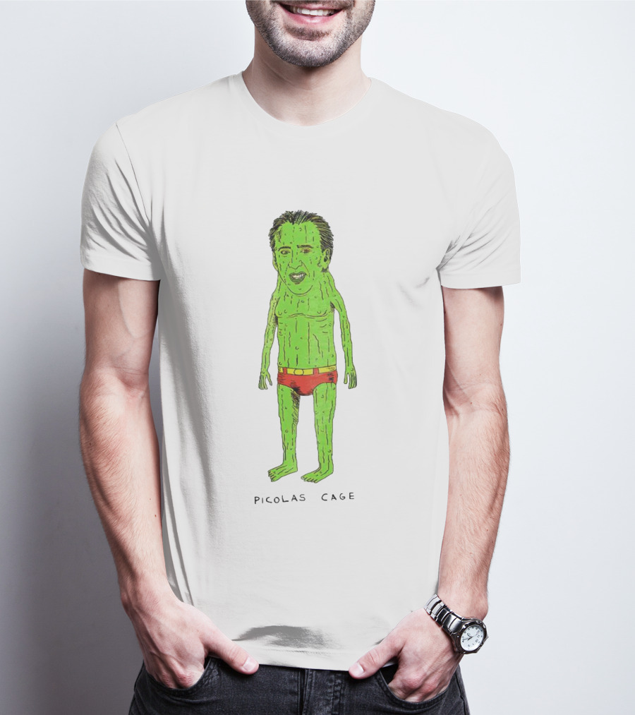 Picolas Cage Cucumber Cartoon Mashup T-Shirt
