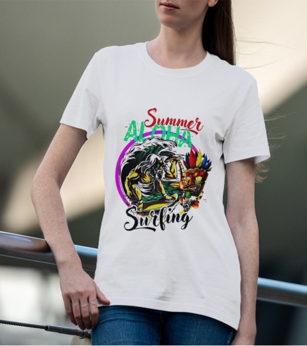 Summer Aloha Surfing Tiki Spirit Adventure T-Shirt