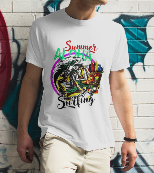 Summer Aloha Surfing Tiki Spirit Adventure T-Shirt