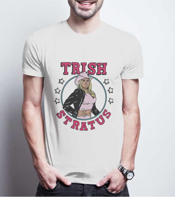 Trish Stratus Pink Cowboy Hat Black Jacket Stars T-Shirt