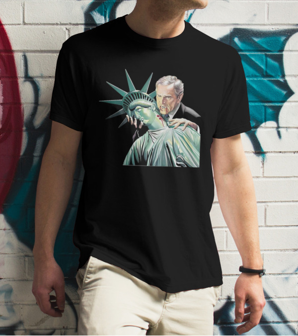 George Bush As Vampire Biting Statue Of Liberty T-Shirt