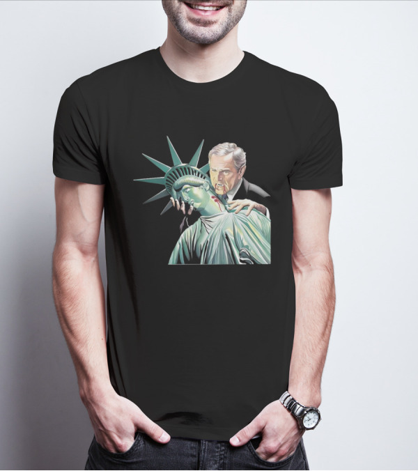 George Bush As Vampire Biting Statue Of Liberty T-Shirt