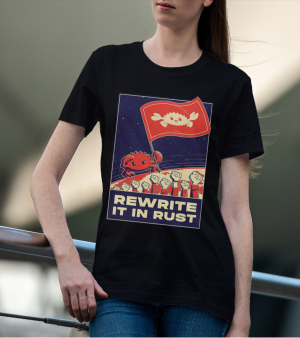 Rewrite It In Rust With Ferris Crab Flag Revolution T-Shirt