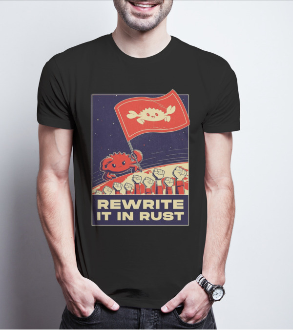 Rewrite It In Rust With Ferris Crab Flag Revolution T-Shirt