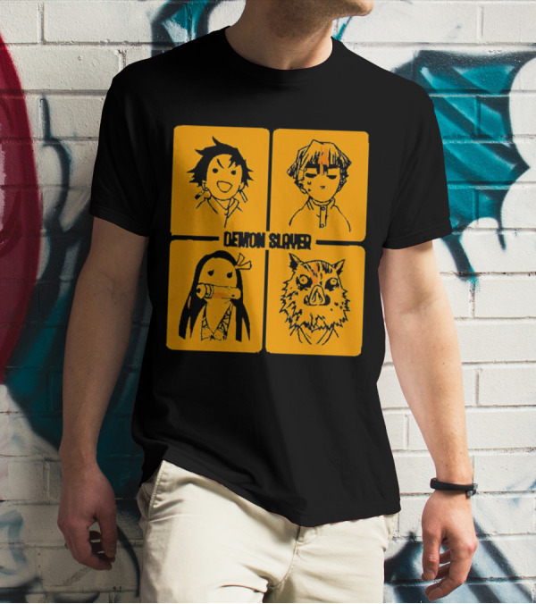 Demon Slayer Tanjiro Nezuko Inosuke Zenitsu Iconic Characters T-Shirt