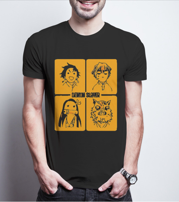 Demon Slayer Tanjiro Nezuko Inosuke Zenitsu Iconic Characters T-Shirt