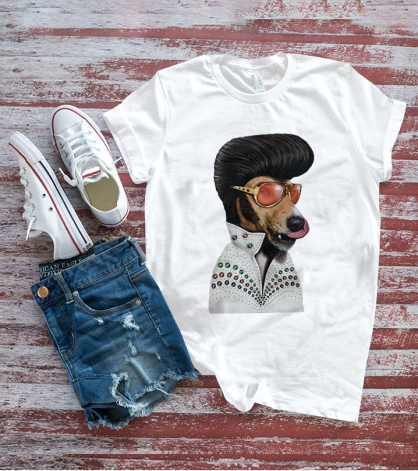 Elvis Dog Costume With Sunglasses And Rhinestone Jumpsuit T-Shirt