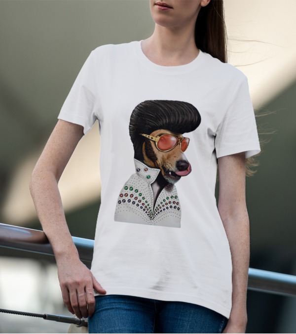 Elvis Dog Costume With Sunglasses And Rhinestone Jumpsuit T-Shirt