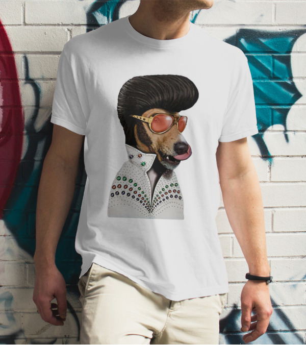 Elvis Dog Costume With Sunglasses And Rhinestone Jumpsuit T-Shirt