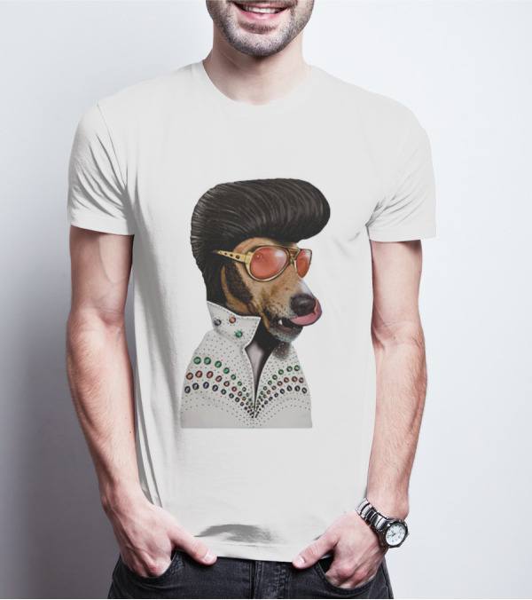Elvis Dog Costume With Sunglasses And Rhinestone Jumpsuit T-Shirt