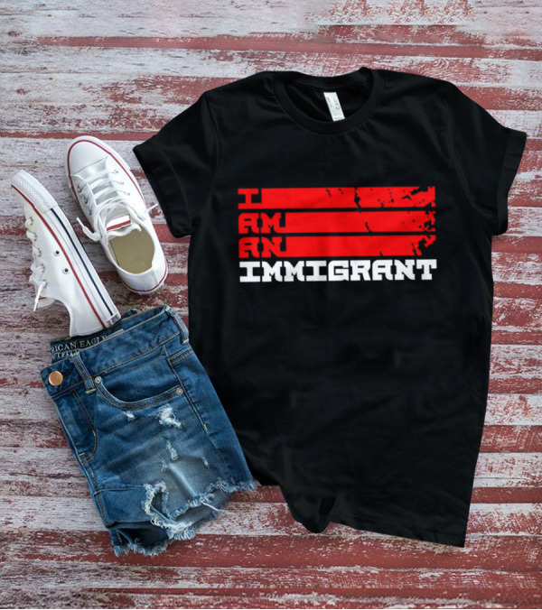 I Am An Immigrant Bold Red Stripes Empowerment T-Shirt