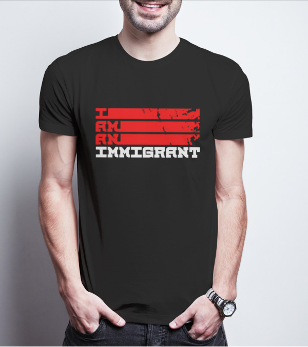 I Am An Immigrant Bold Red Stripes Empowerment T-Shirt